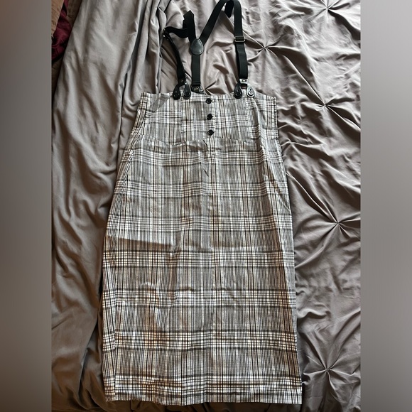 Black & white wiggle skirt with suspenders from Unique Vintage, women’s size L. - Picture 1 of 4